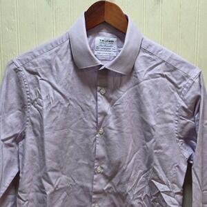 T.M.Lewin Dress Shirt Mens 15.5 32/33 Purple Herringbone Extra Slim Cotton LS